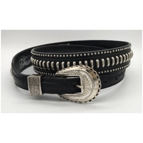 Nocona Other - Nocona Black Leather & Silver Studded Belt